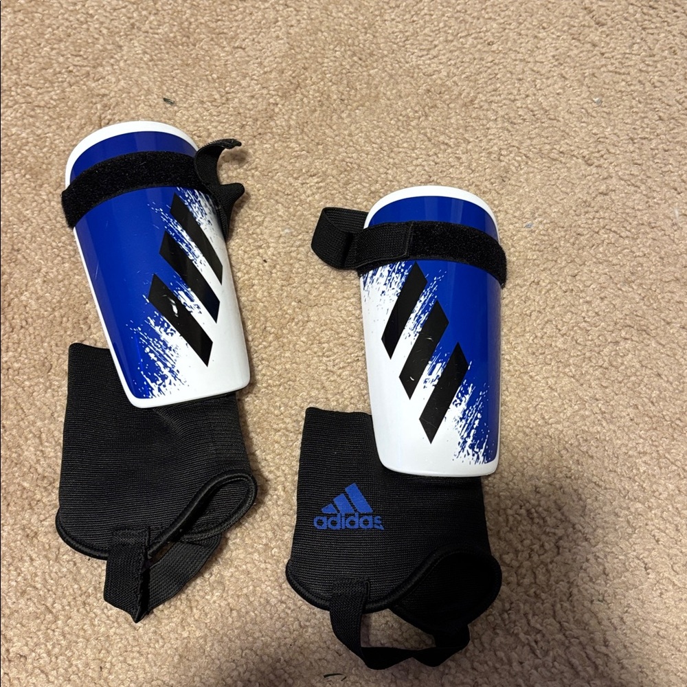 Adidas Blue and White Soccer Shin Guards